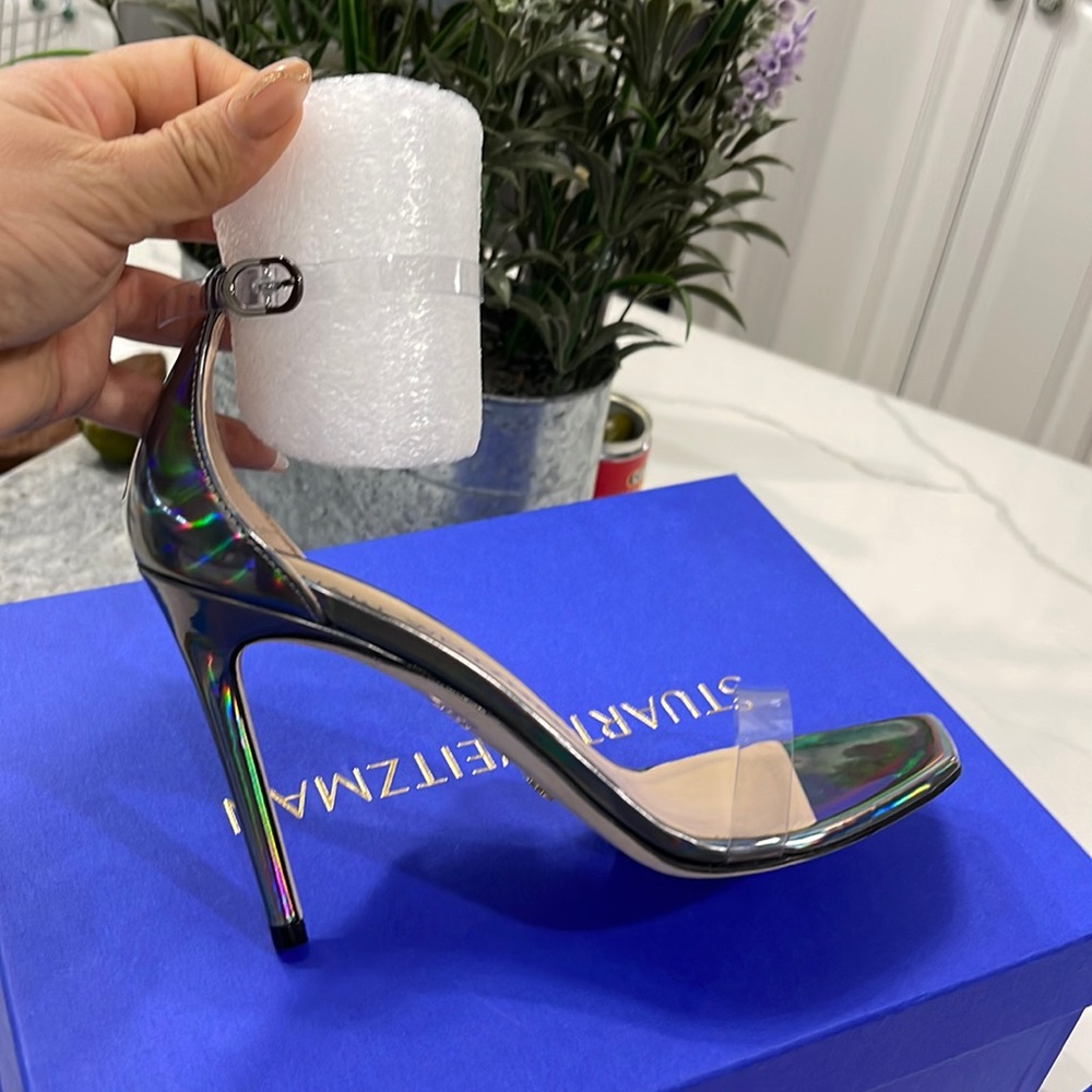 Stuart Weitzman iridescent calf leather sandals